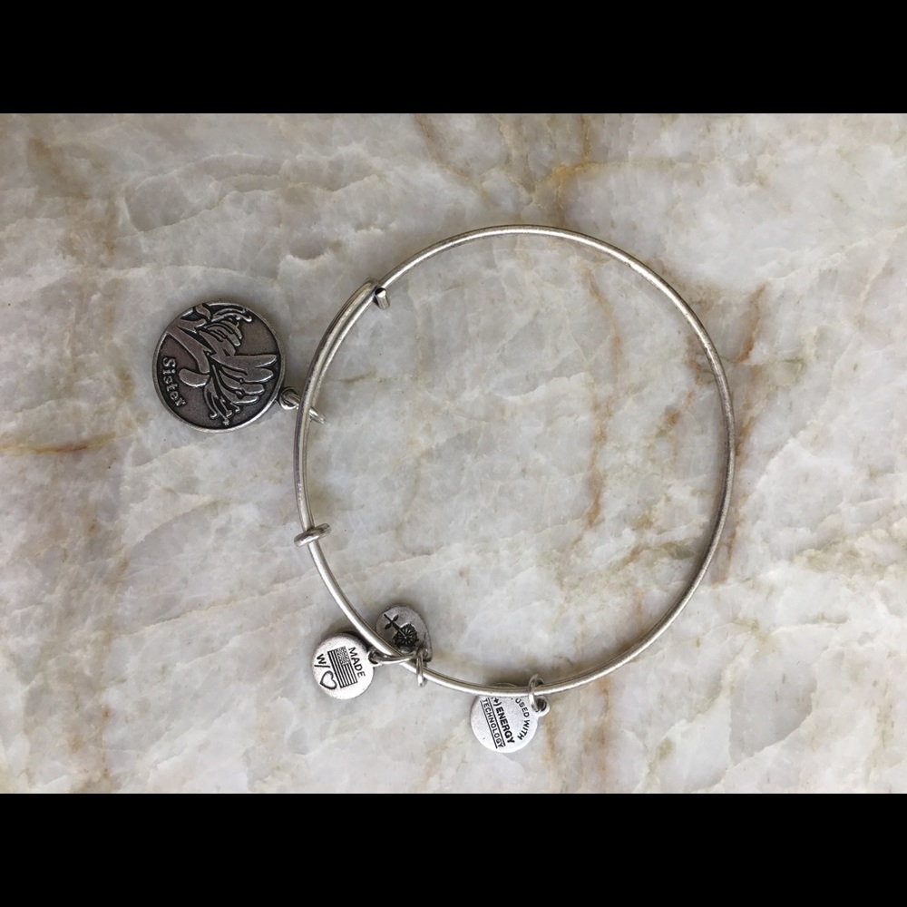 Alex and Ani Silver “Sister” Charm Bracelet